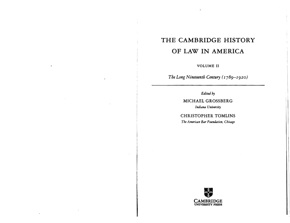 The Cambridge History of Law in America