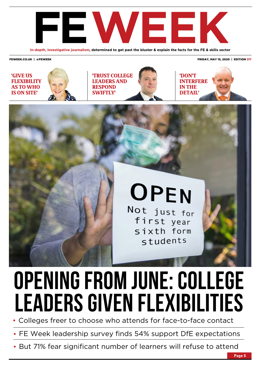 Opening from June: College Leaders Given Flexibilities