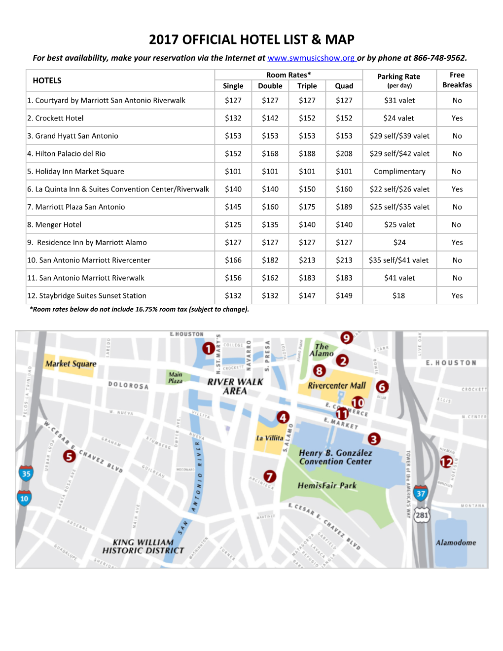 2017 Official Hotel List & Map