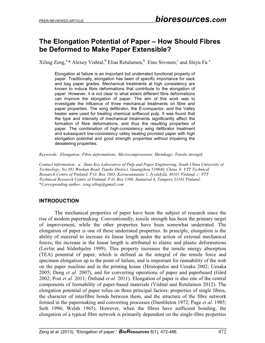 The Elongation Potential of Paper – How Should Fibres Be Deformed to Make Paper Extensible?