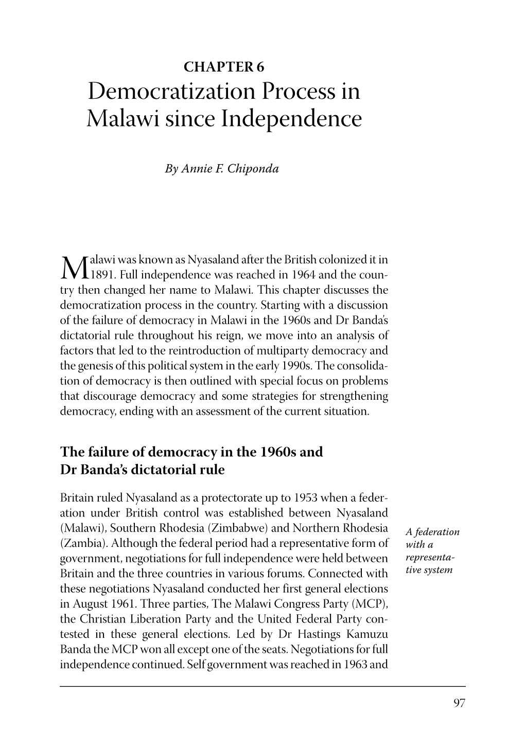 Democratization Process in Malawi Since Independence