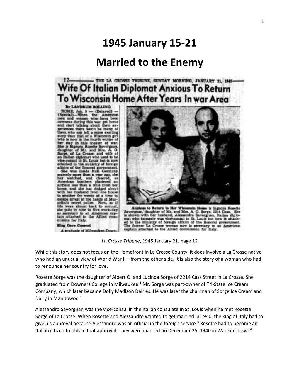 1945 January 15-21 Married to the Enemy