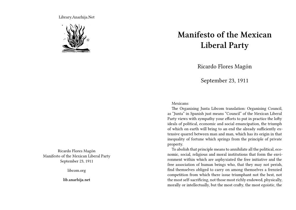 Manifesto of the Mexican Liberal Party