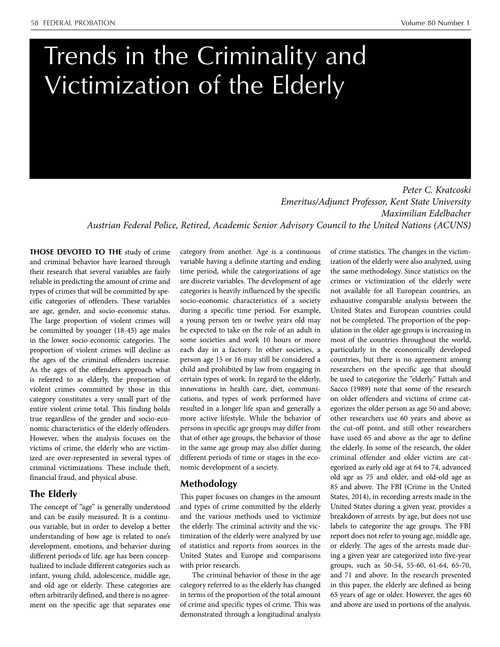 Article Title Trends in the Criminality and Victimization of the Elderly