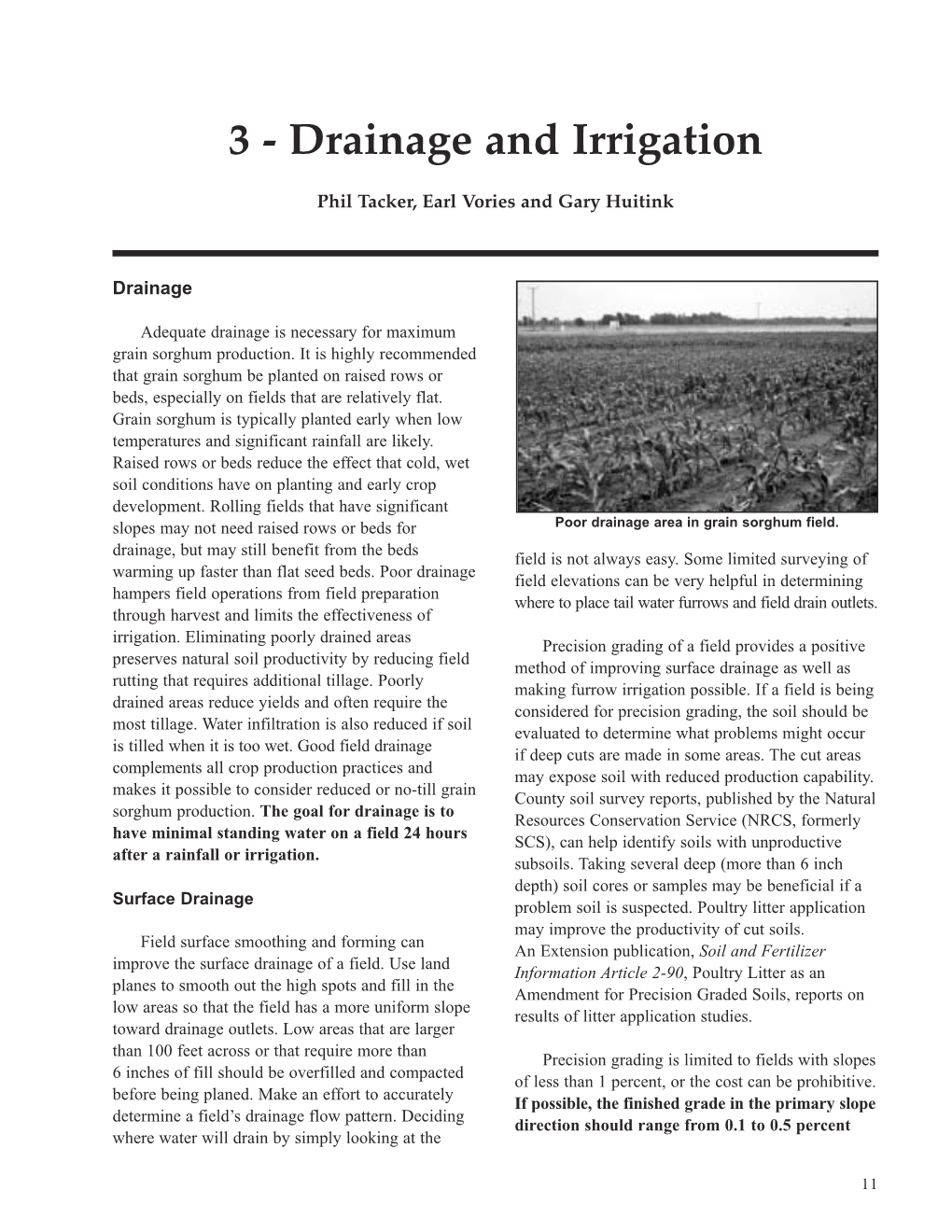 Drainage and Irrigation