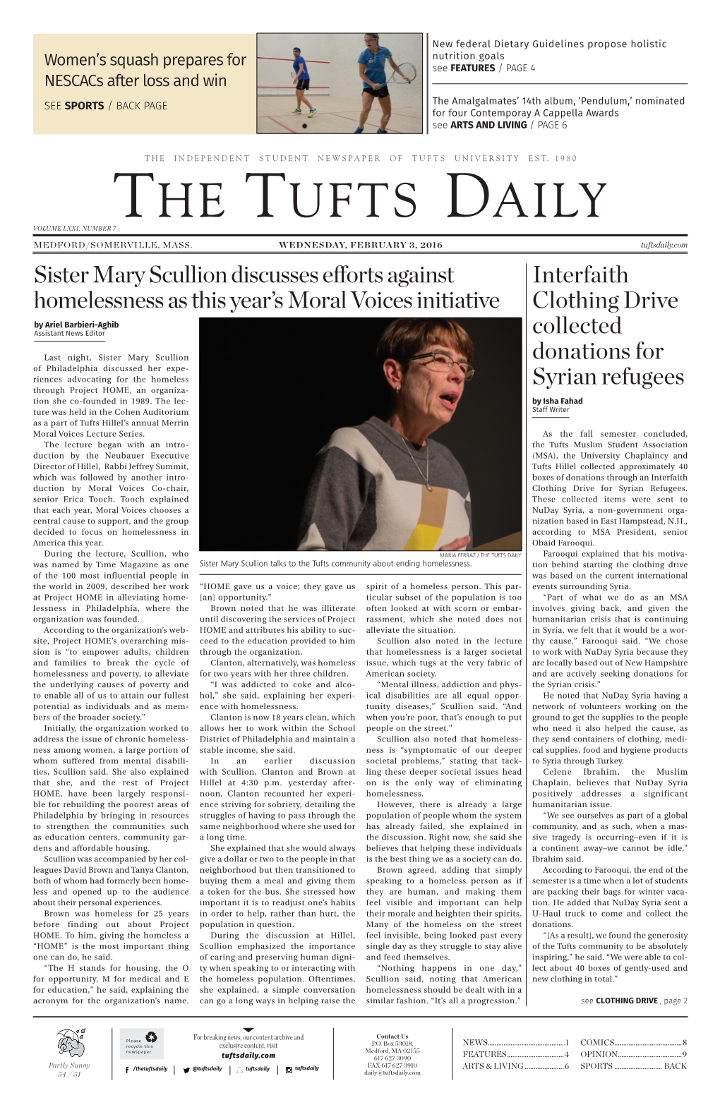 The Tufts Daily Volume Lxxi, Number 7