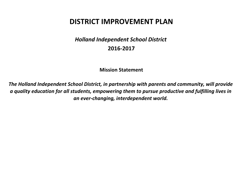 District Improvement Plan