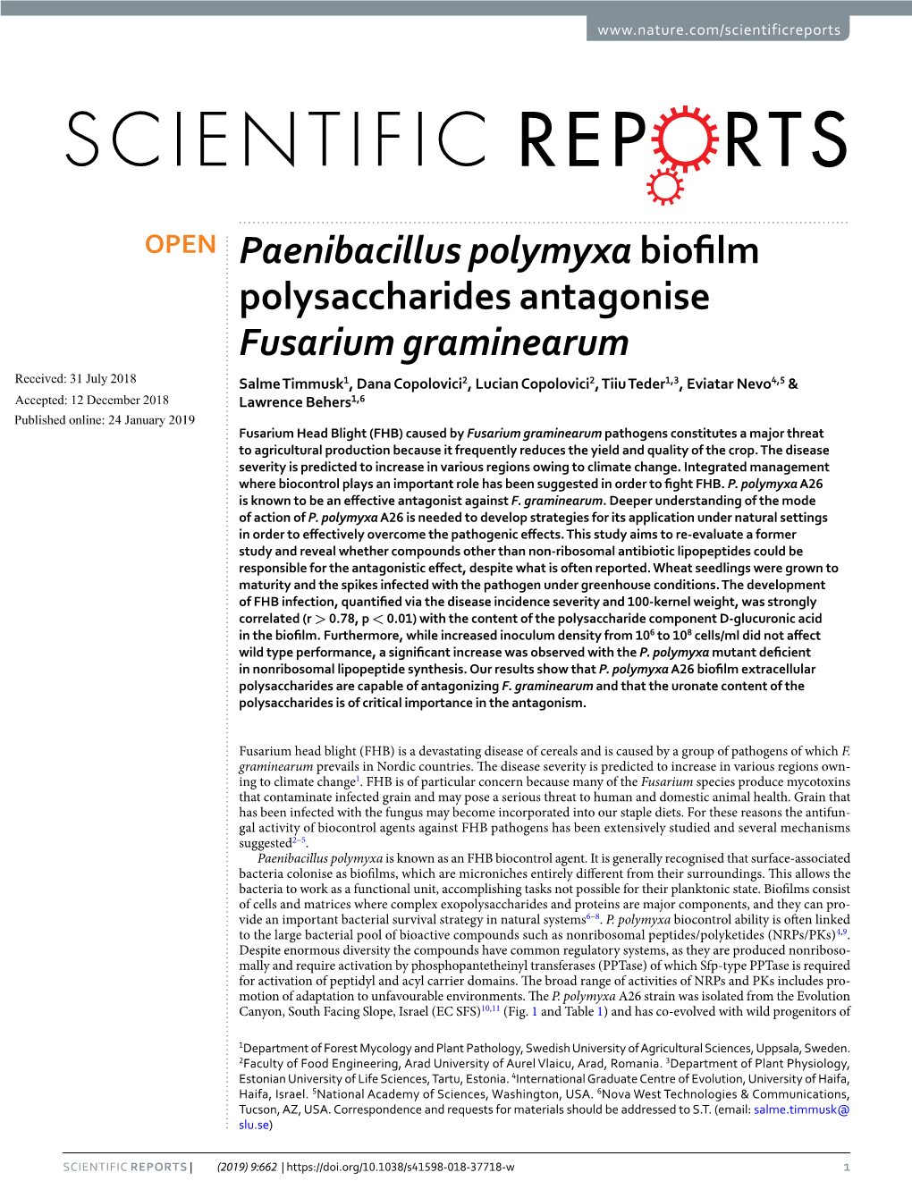 Paenibacillus Polymyxa Biofilm Polysaccharides Antagonise