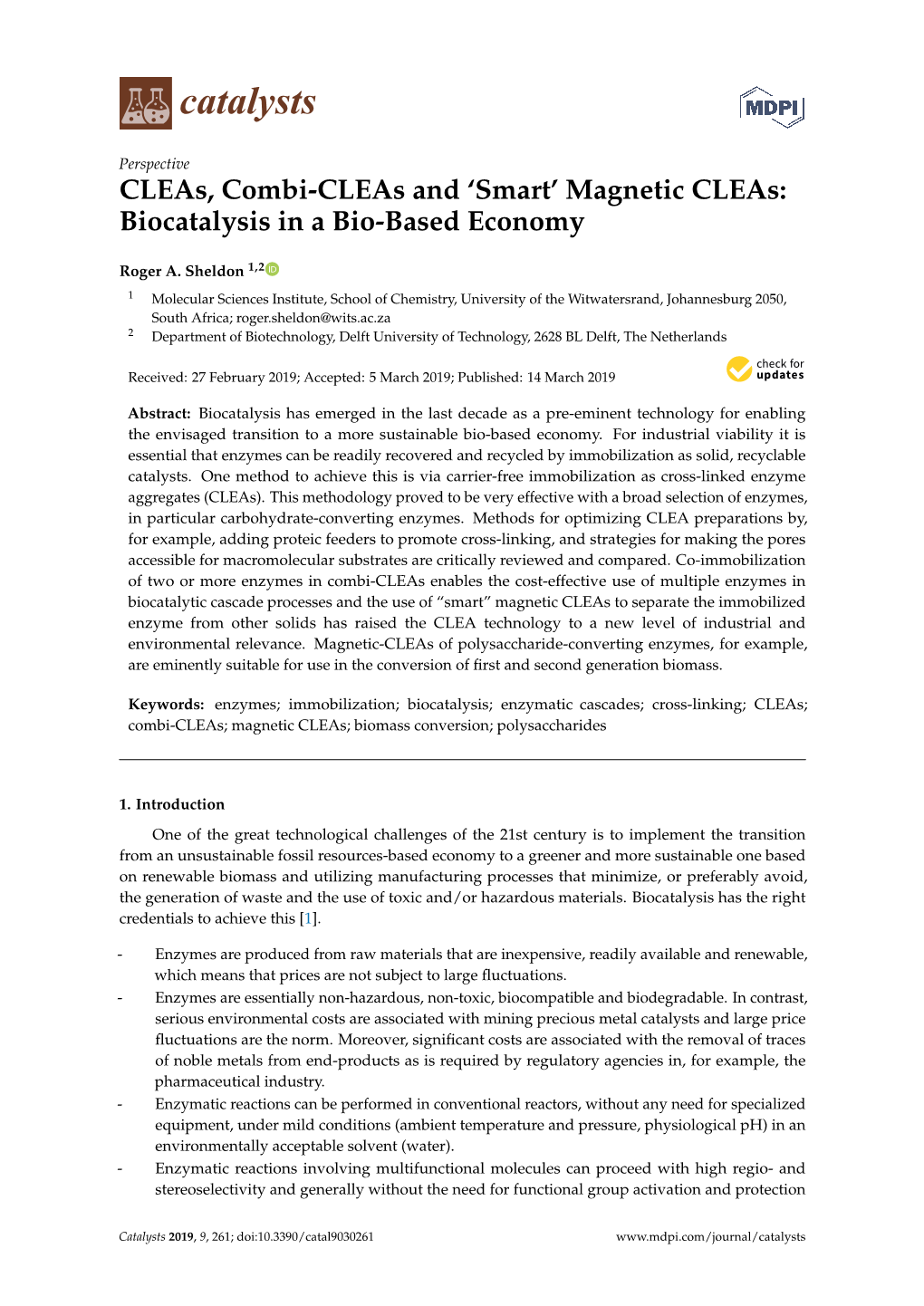 Magnetic Cleas: Biocatalysis in a Bio-Based Economy