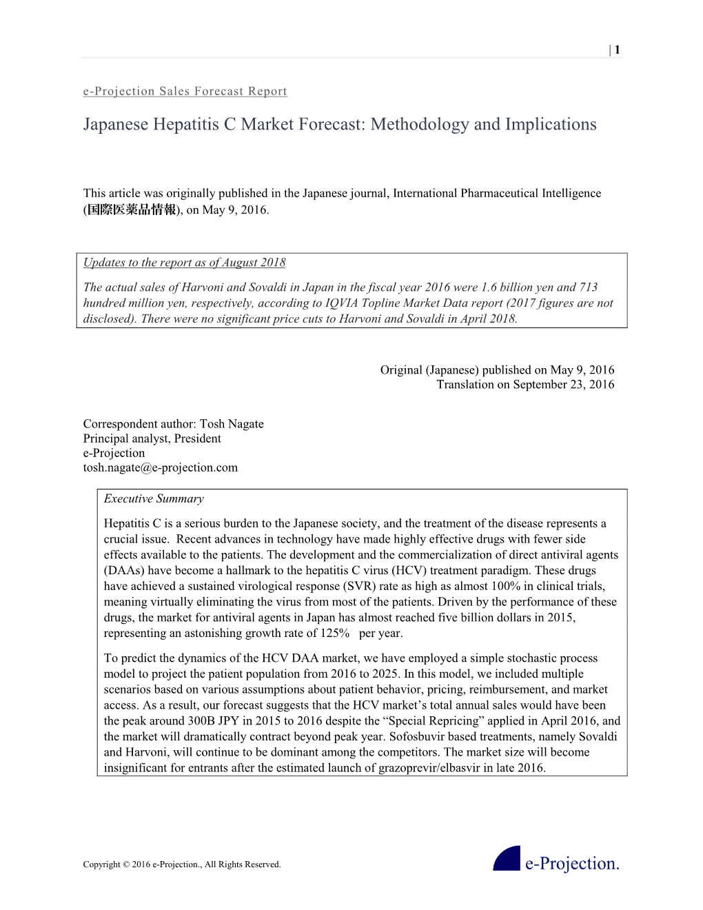 Japanese Hepatitis C Market Forecast: Methodology and Implications