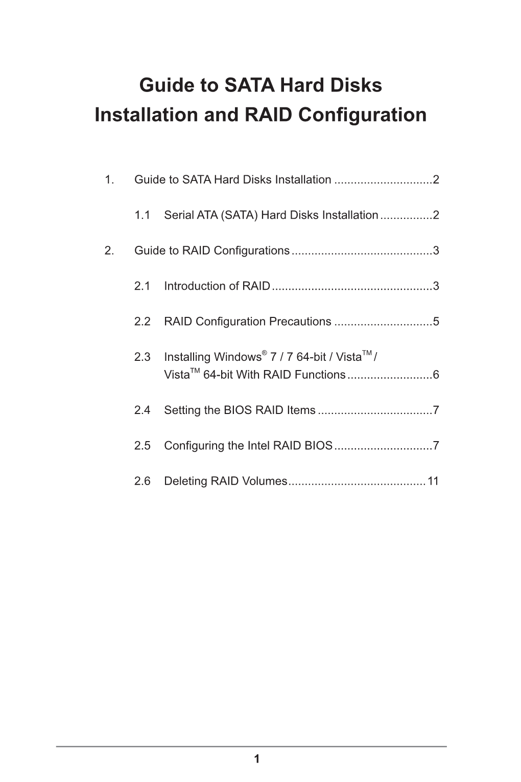 Guide to SATA Hard Disks Installation and RAID Configuration