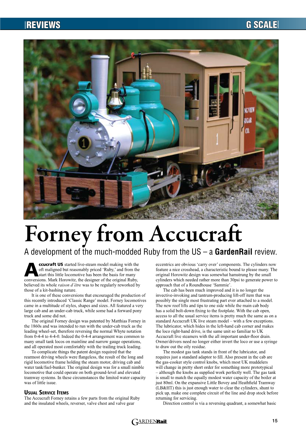 Forney from Accucraft a Development of the Much-Modded Ruby from the US – a Gardenrail Review