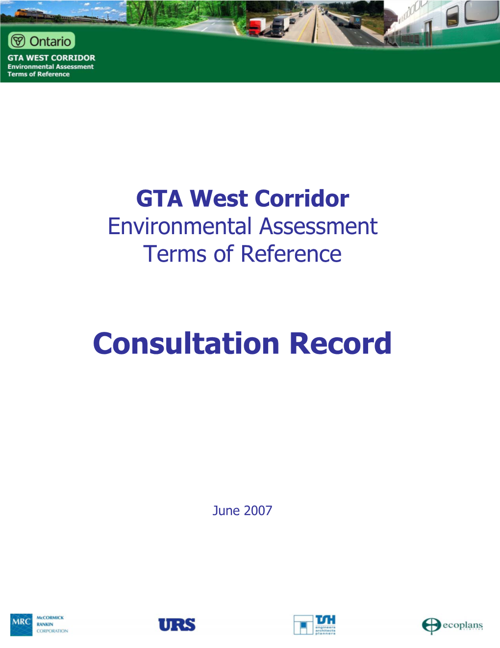 Terms of Reference Consultation Record