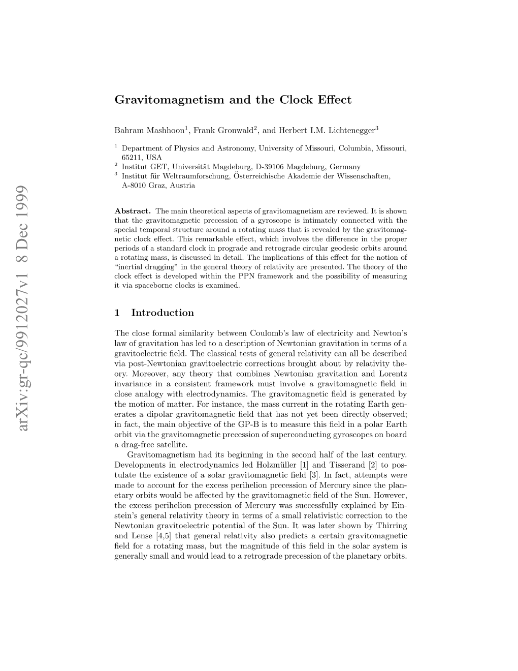 Gravitomagnetism and the Clock Effect