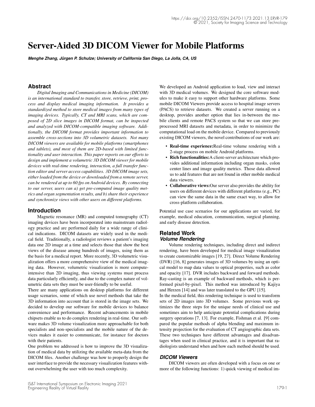 Server-Aided 3D DICOM Viewer for Mobile Platforms