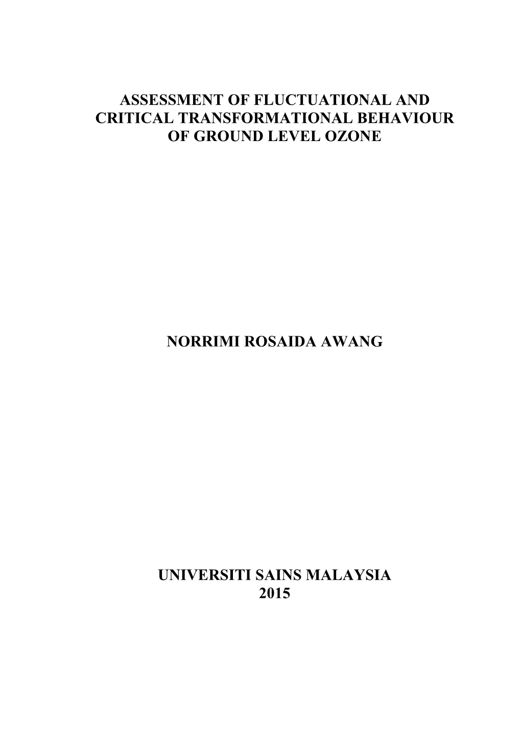 Assessment of Fluctuational and Critical Transformational Behaviour of Ground Level Ozone