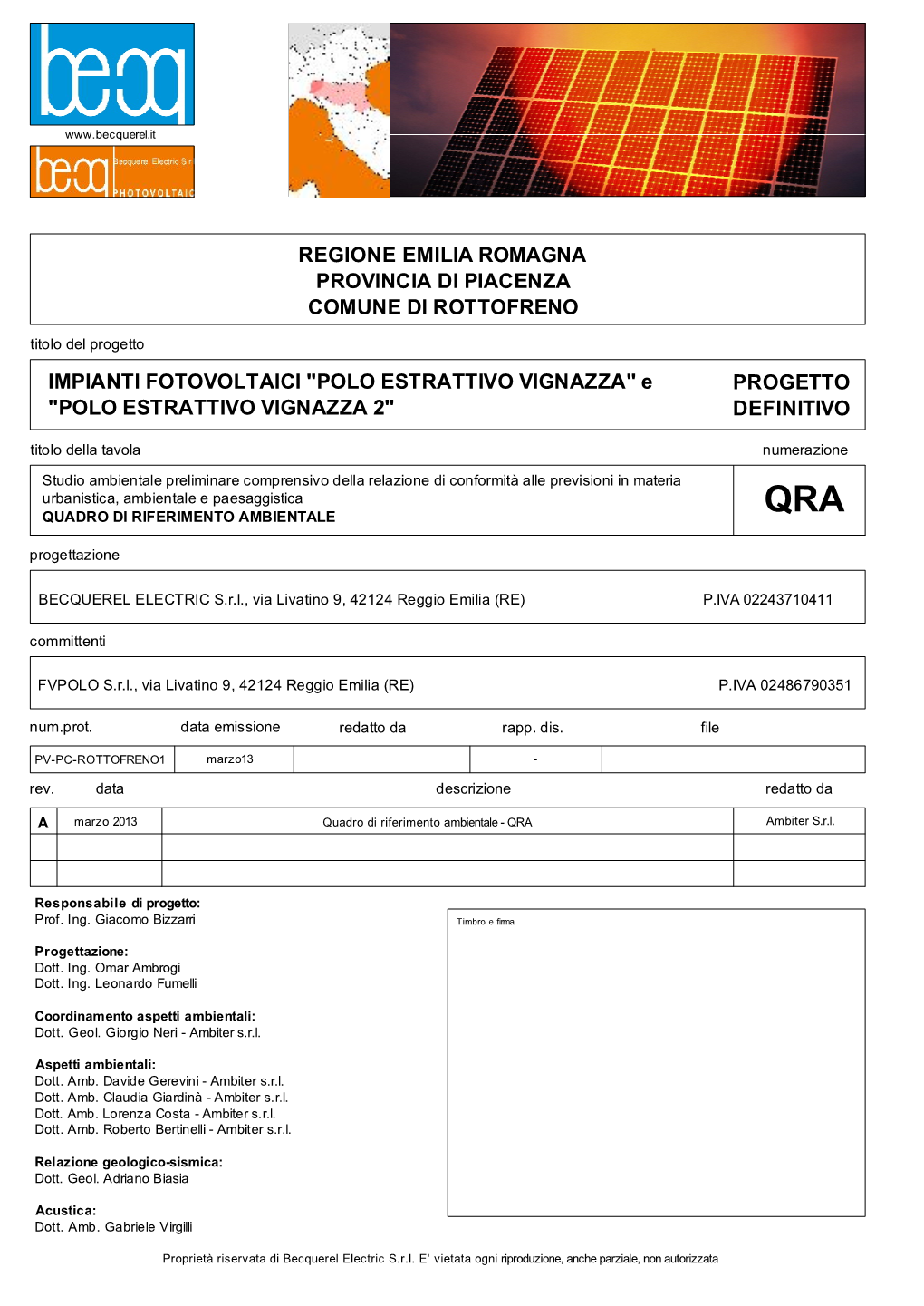 Regione Emilia Romagna Provincia Di Piacenza Comune Di Rottofreno