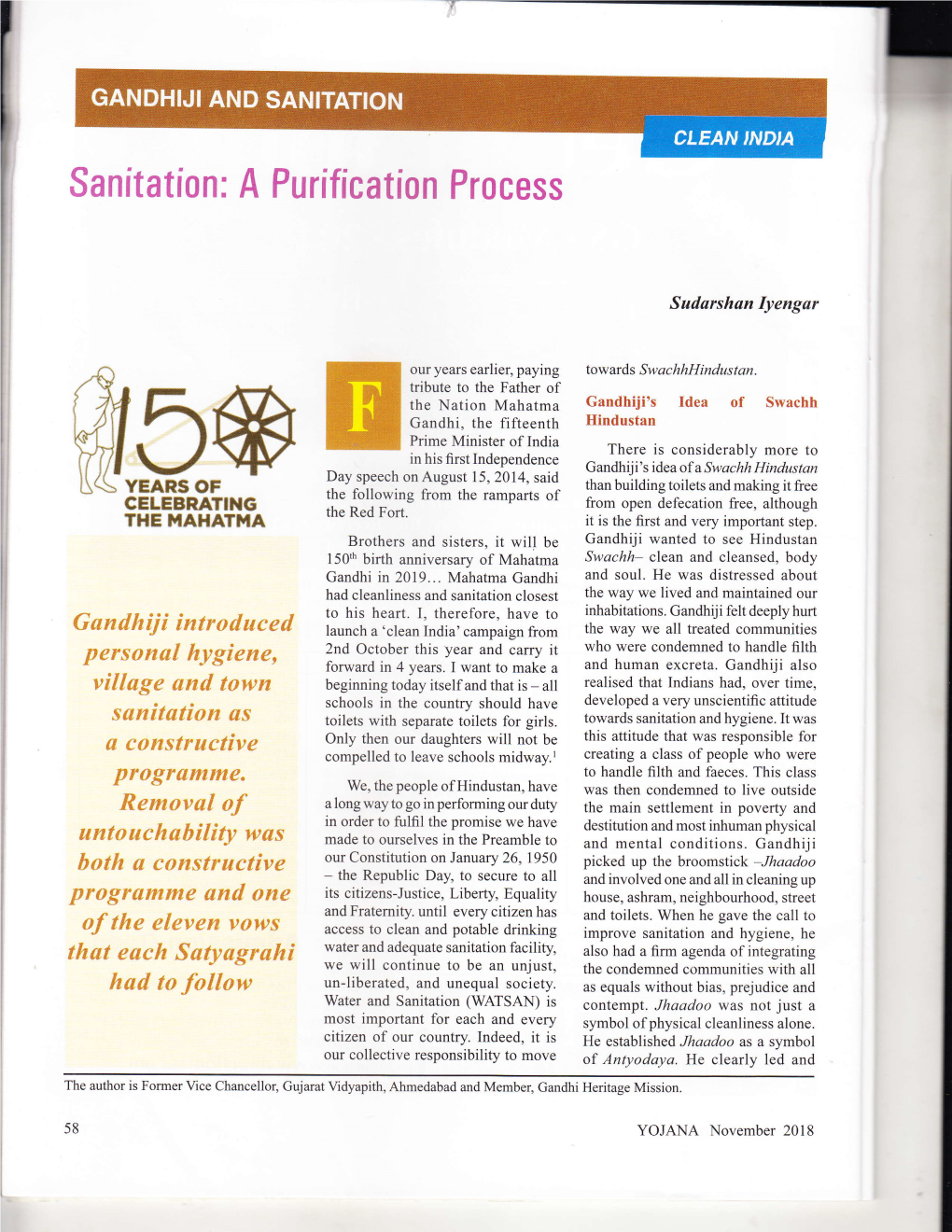 Sanitation: a Purification Process