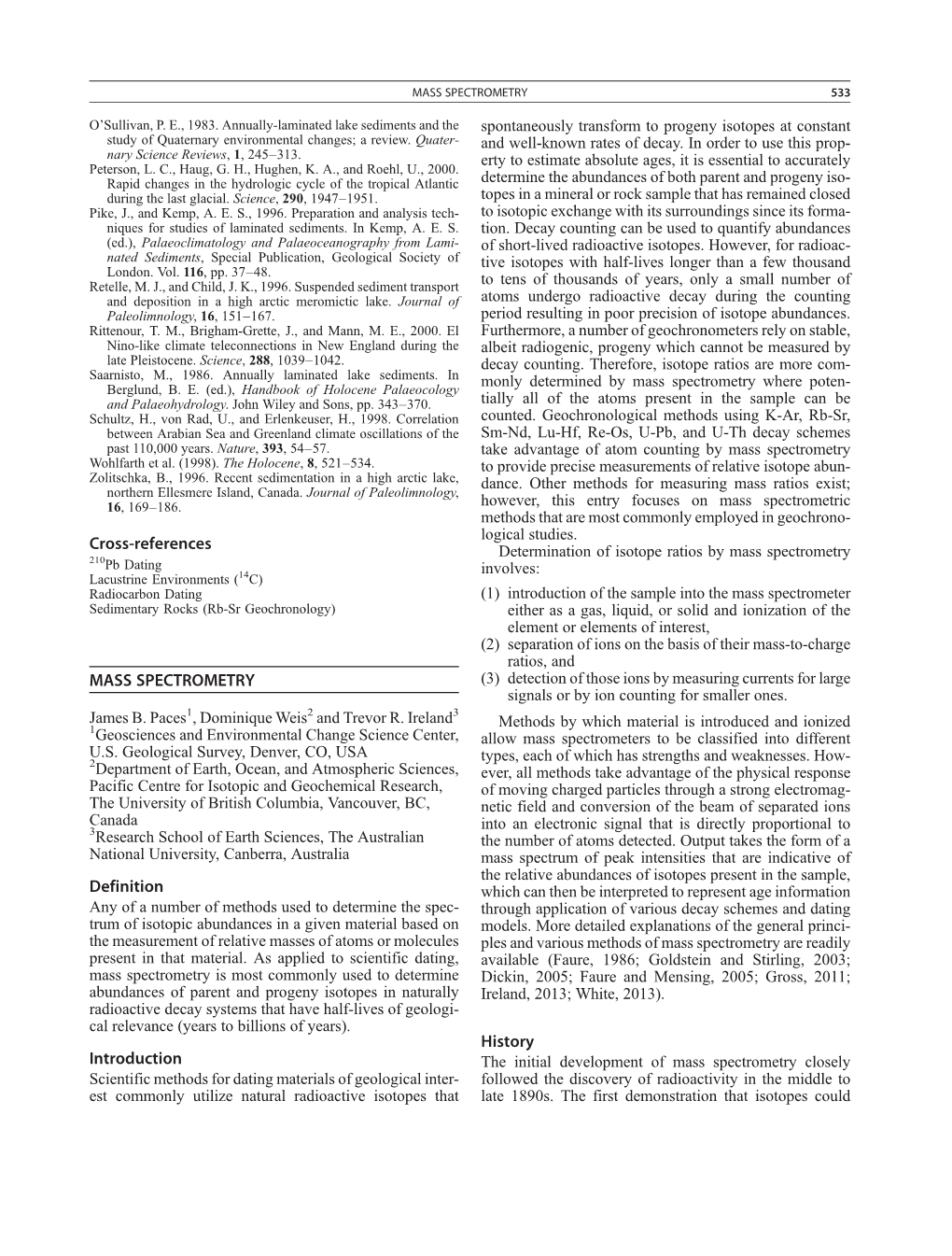 Cross-References MASS SPECTROMETRY Definition Introduction History