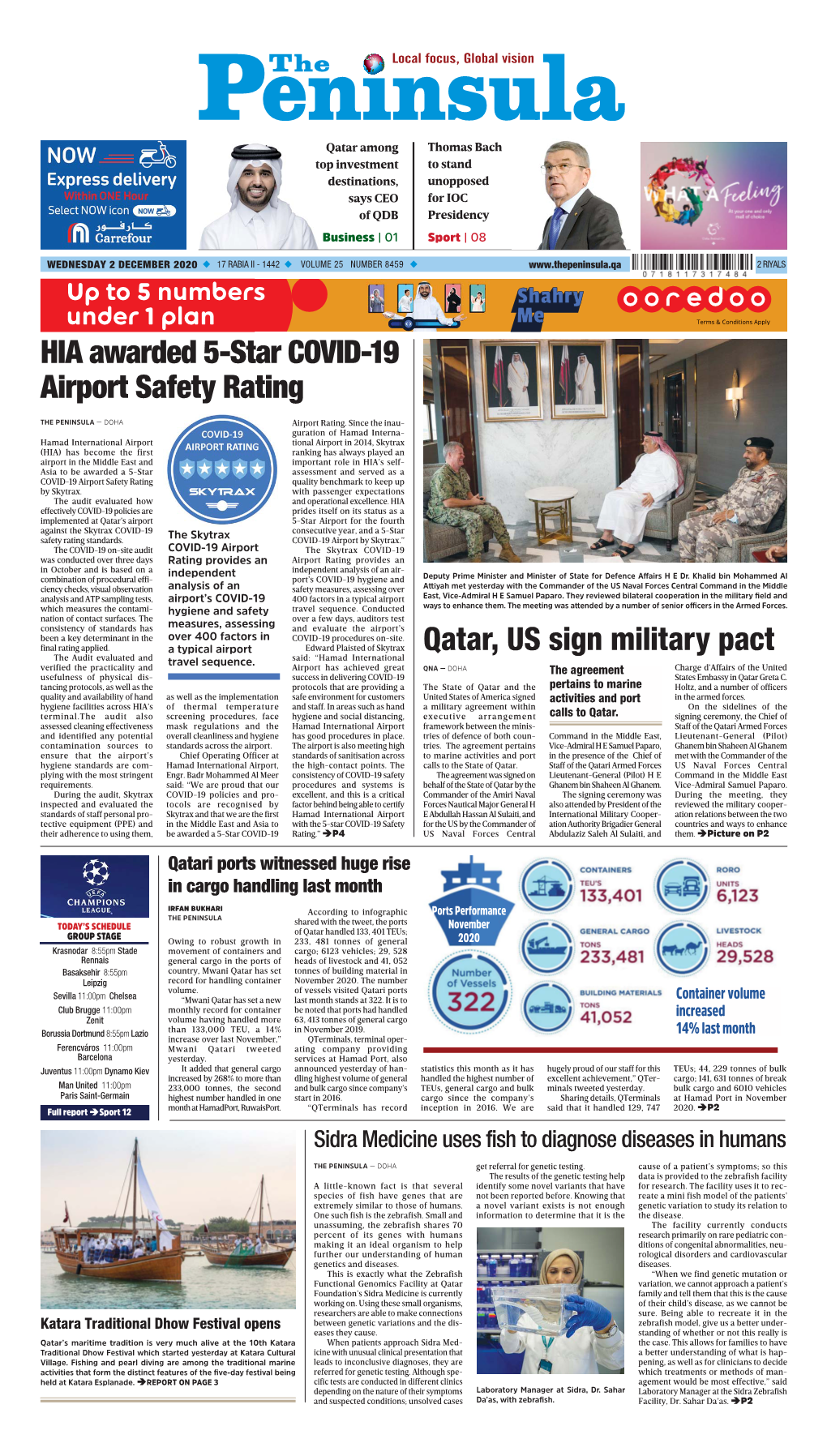 HIA Awarded 5-Star COVID-19 Airport Safety Rating Qatar, US Sign Military Pact