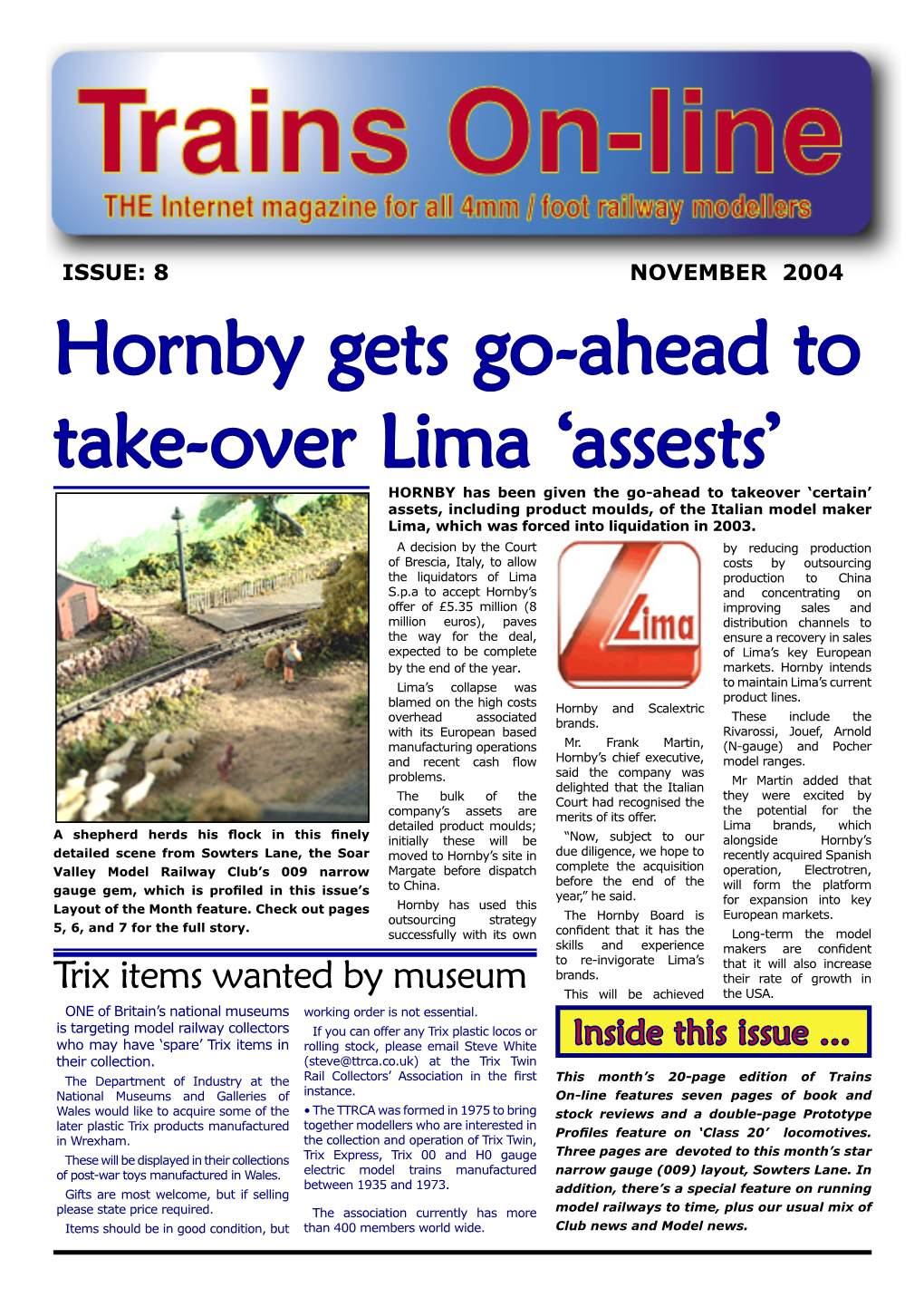 Hornby Gets Go-Ahead to Take-Over Lima 'Assests'