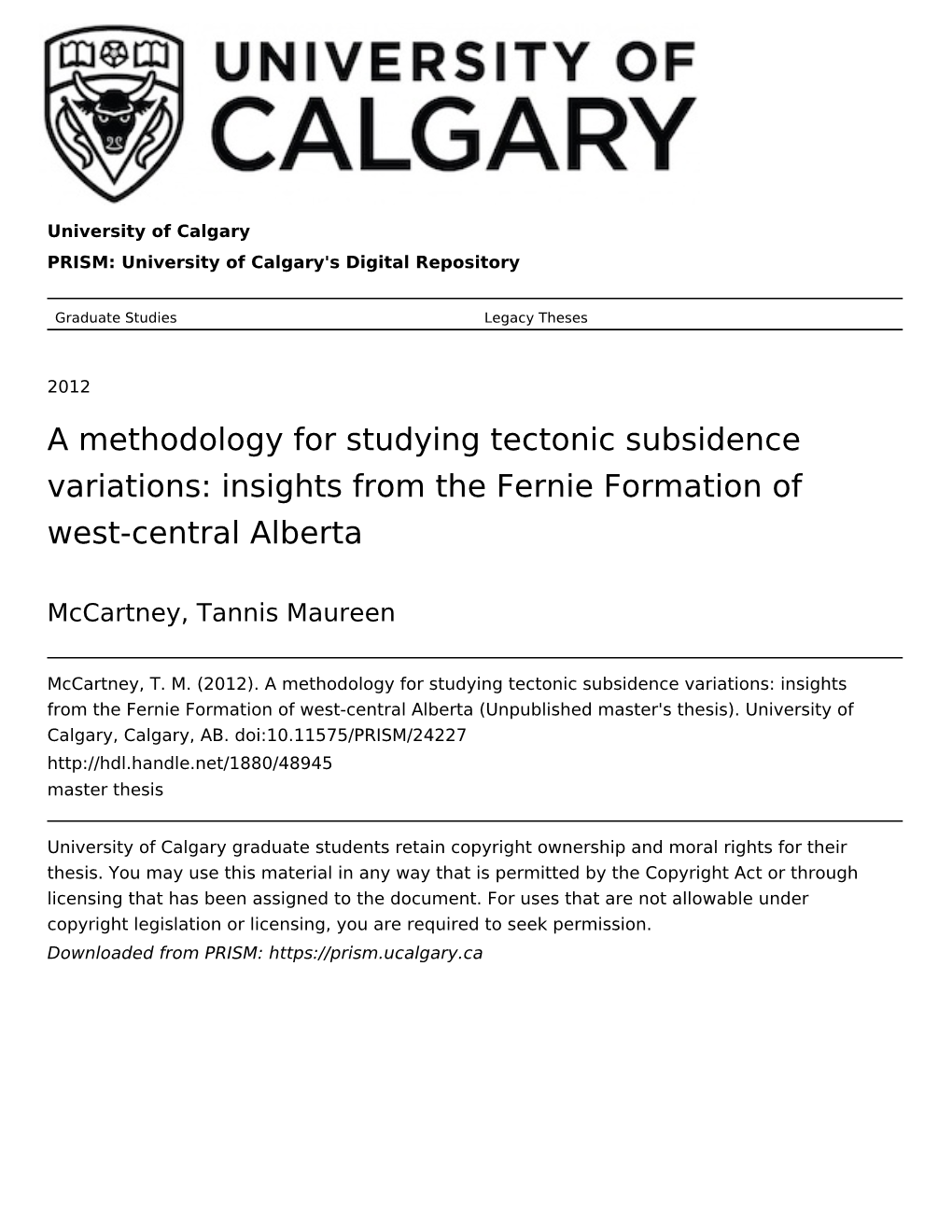 A Methodology for Studying Tectonic Subsidence Variations: Insights from the Fernie Formation of West-Central Alberta