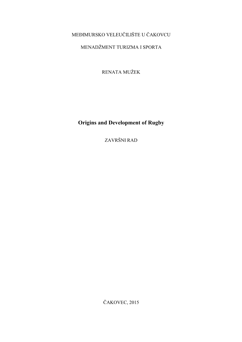 Origins and Development of Rugby