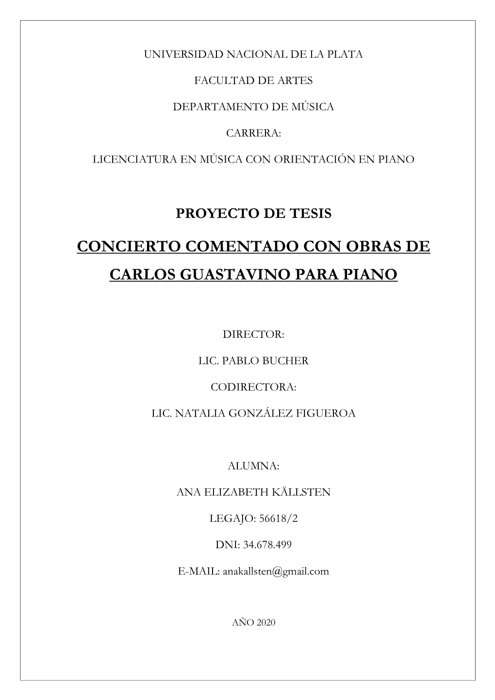 Proyecto De Tesis Concierto Comentado Con Obras De Carlos Guastavino