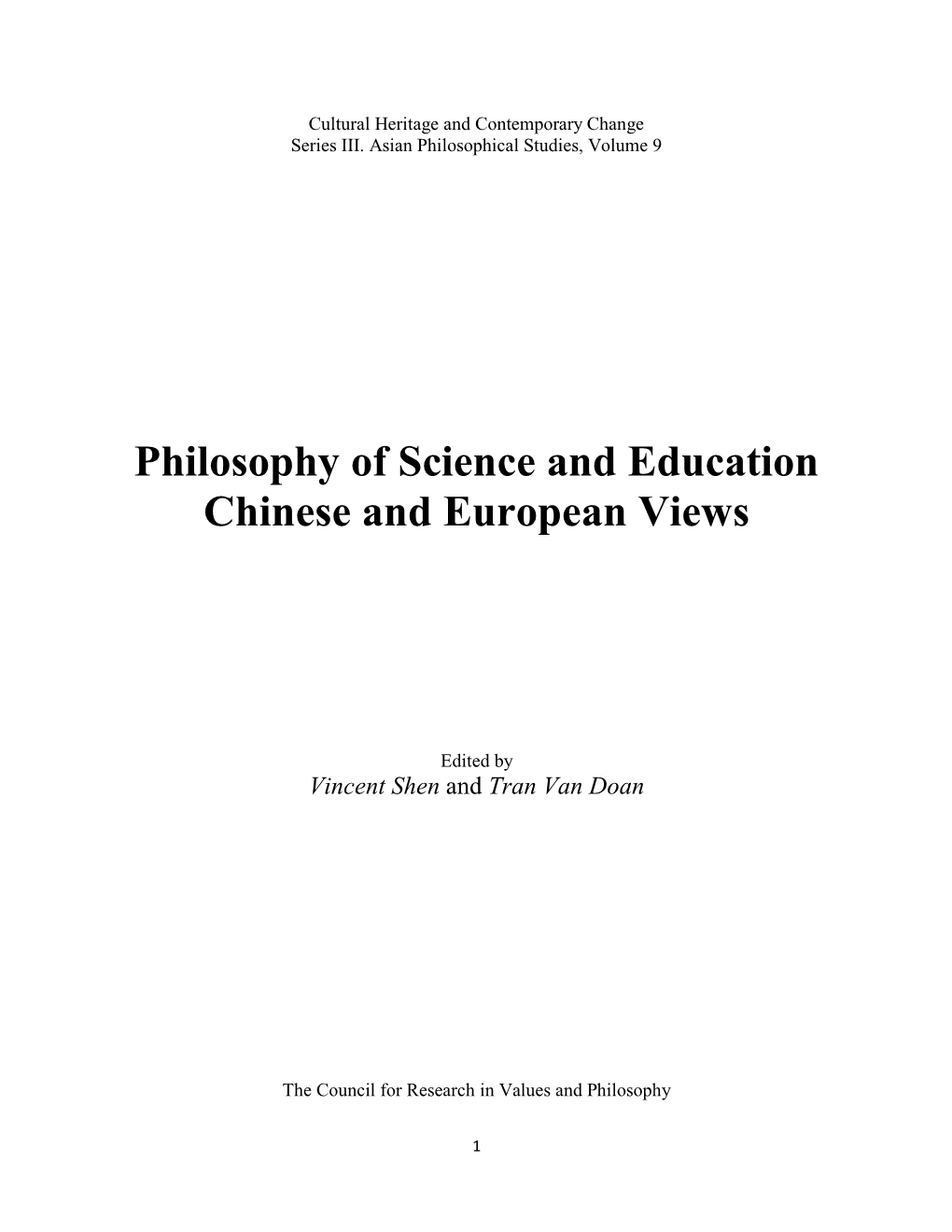 Philosophy of Science and Education: Chinese Philosophical