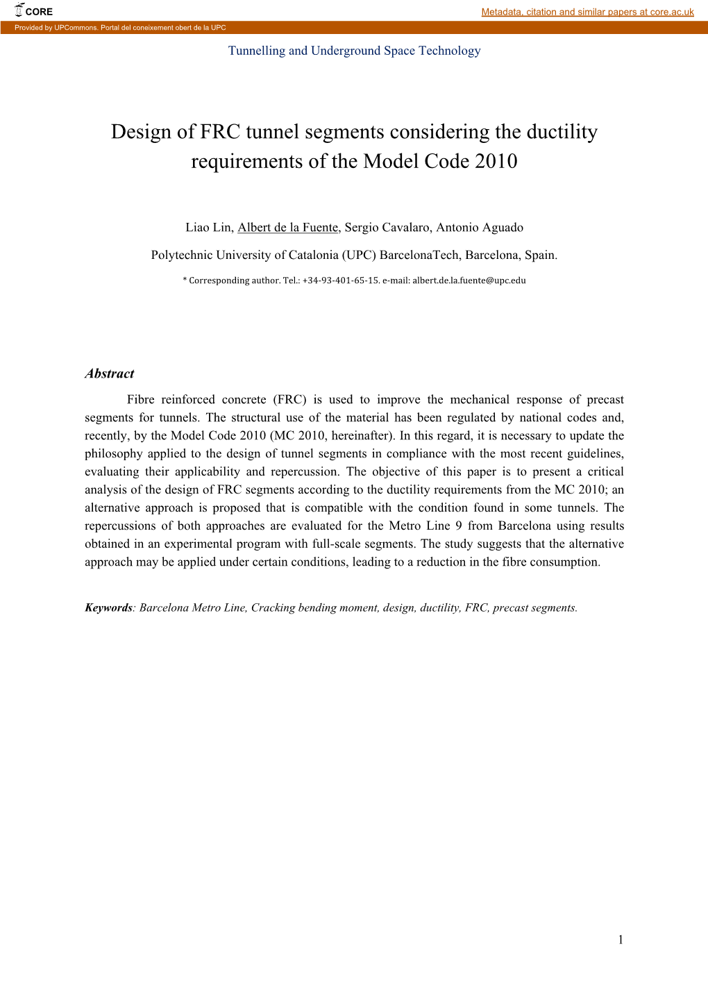 Design of FRC Tunnel Segments Considering the Ductility Requirements of the Model Code 2010