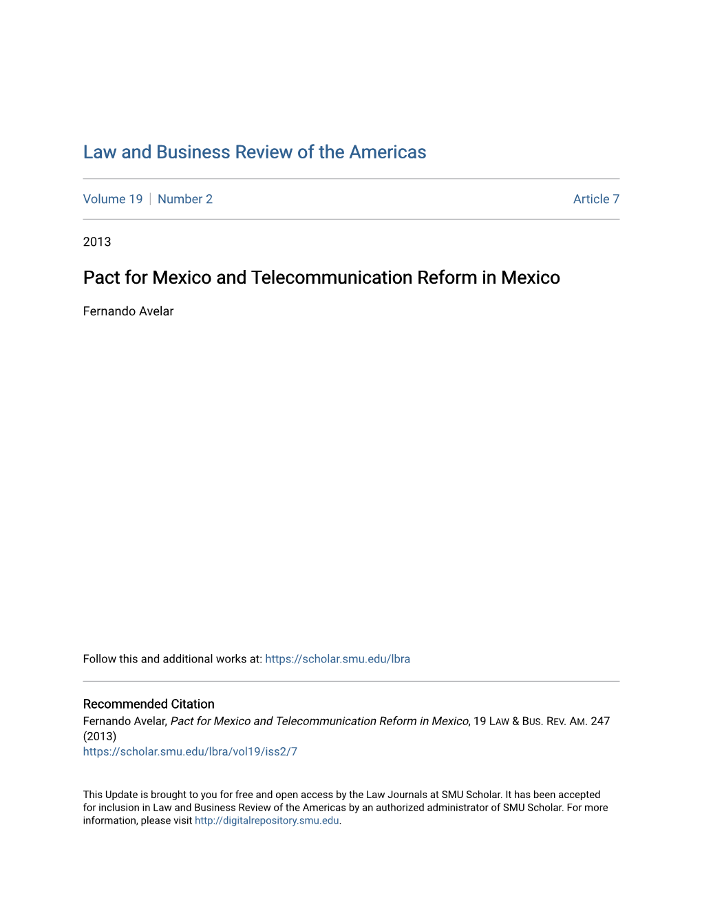 Pact for Mexico and Telecommunication Reform in Mexico