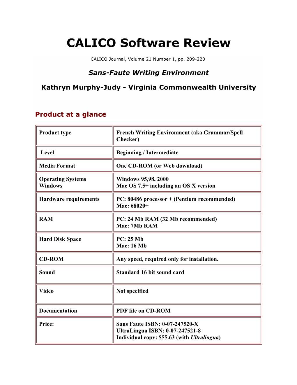 CALICO Software Review