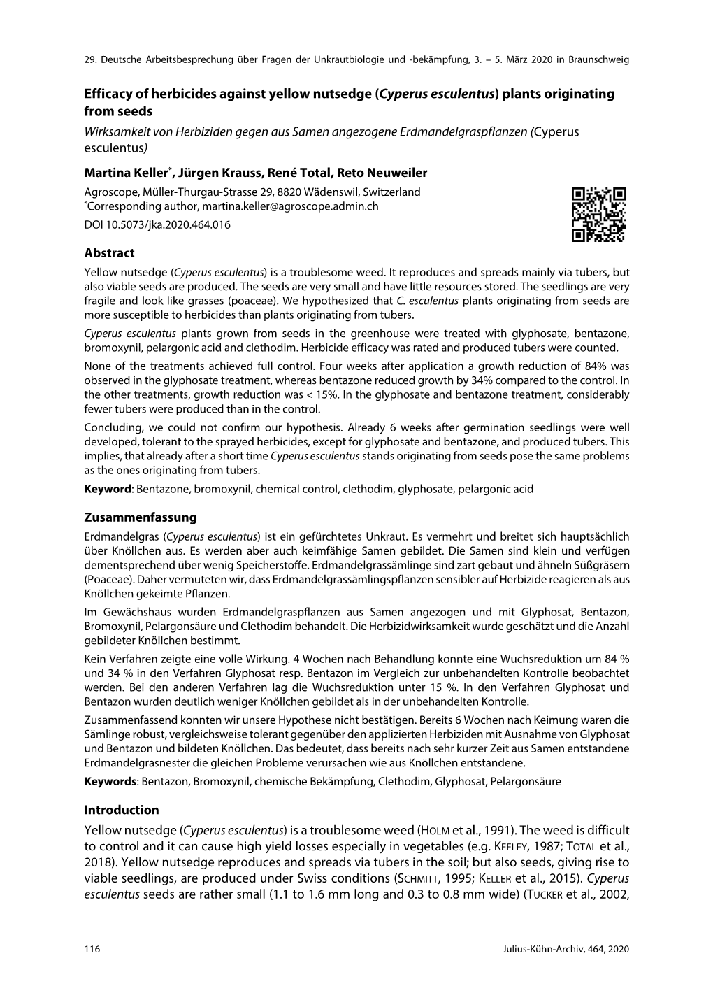 Efficacy of Herbicides Against Yellow Nutsedge (Cyperus Esculentus