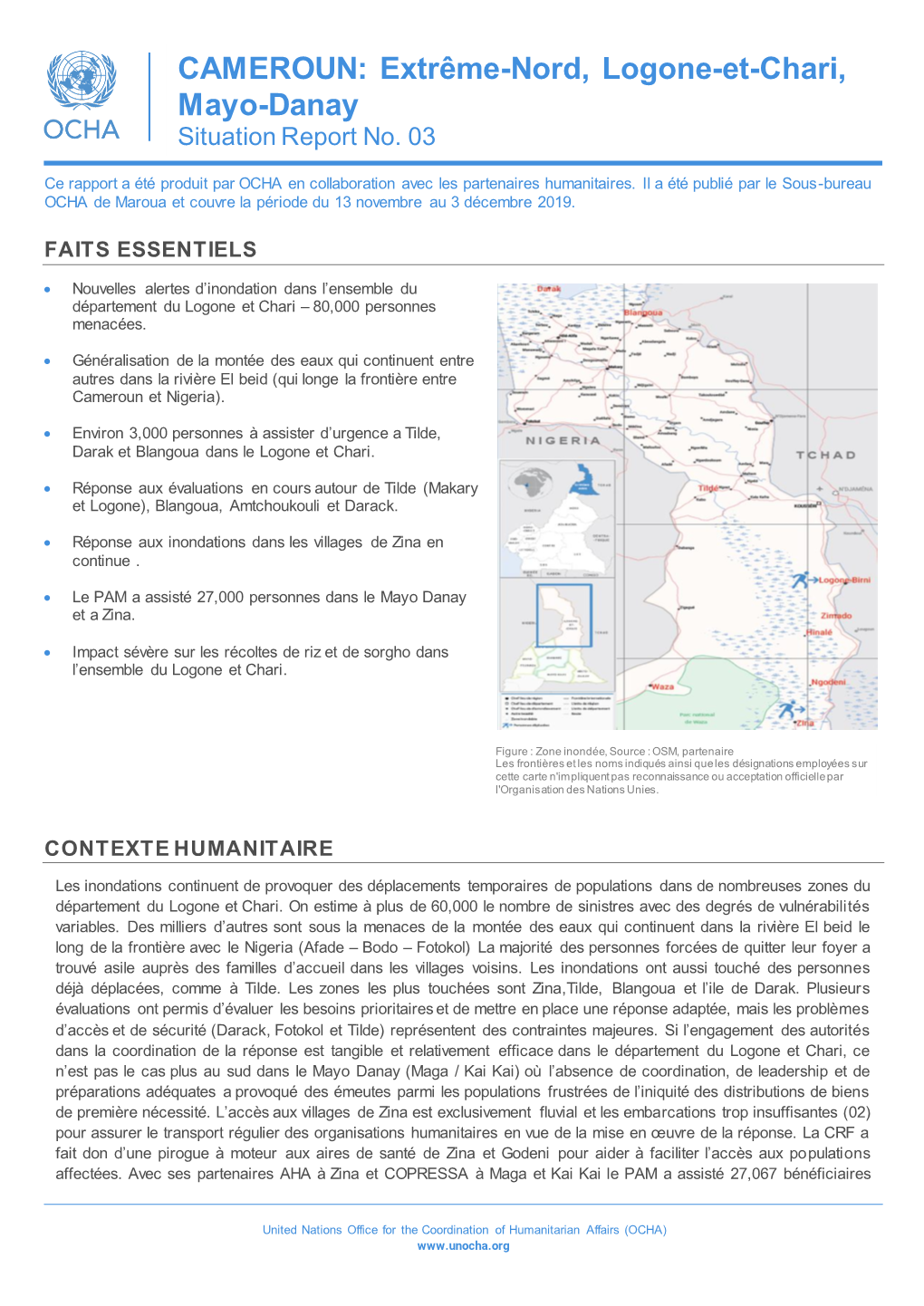 CAMEROUN: Extrême-Nord, Logone-Et-Chari, Mayo-Danay Situation Report No