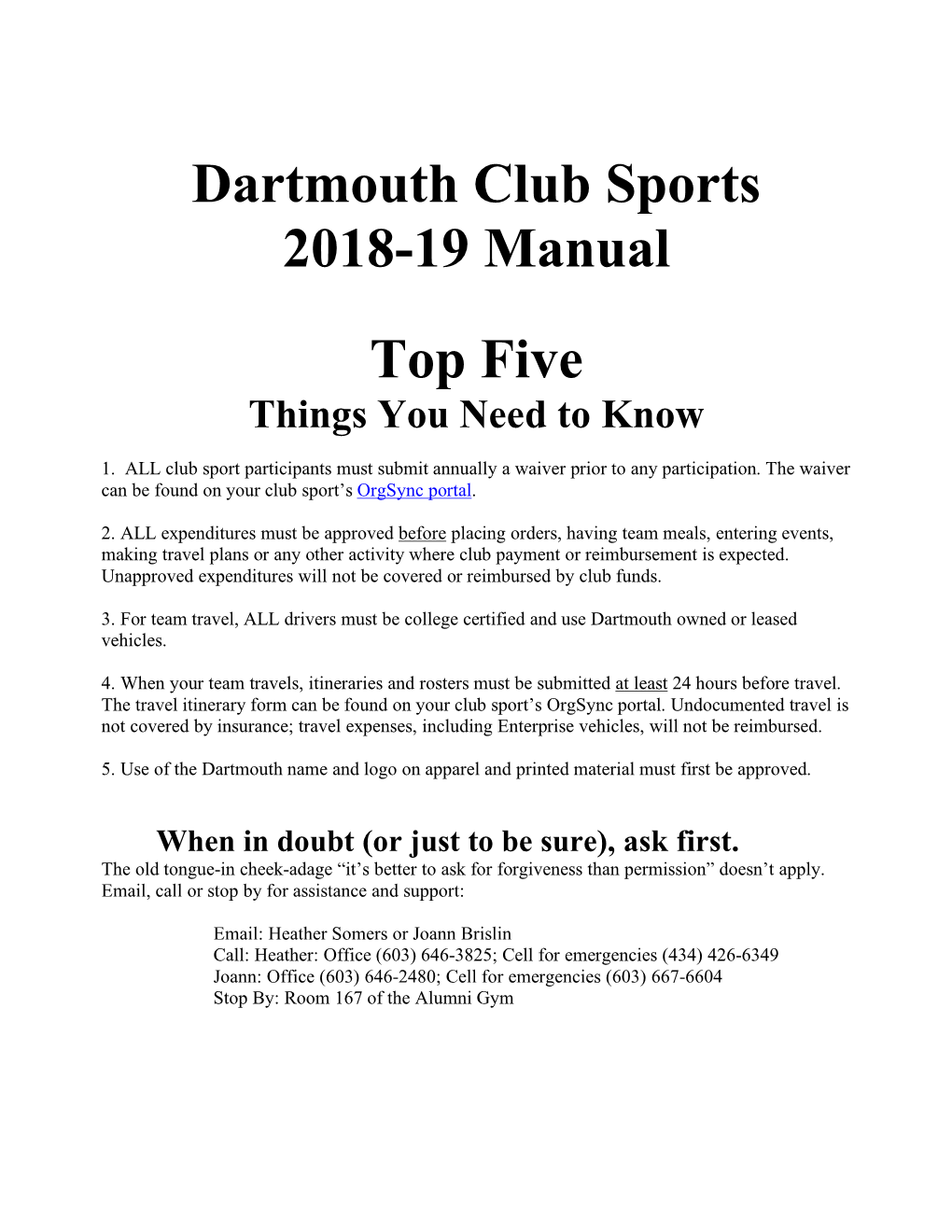 Club Sports How To…