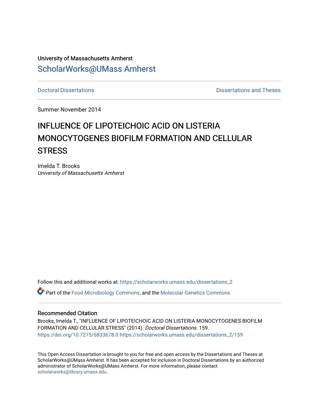 Influence of Lipoteichoic Acid on Listeria Monocytogenes Biofilm Formation and Cellular Stress