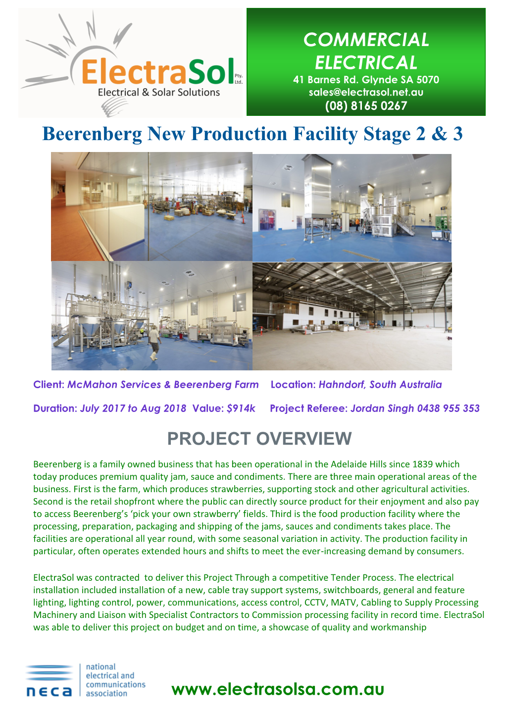 Beerenberg New Production Facility Stage 2 & 3