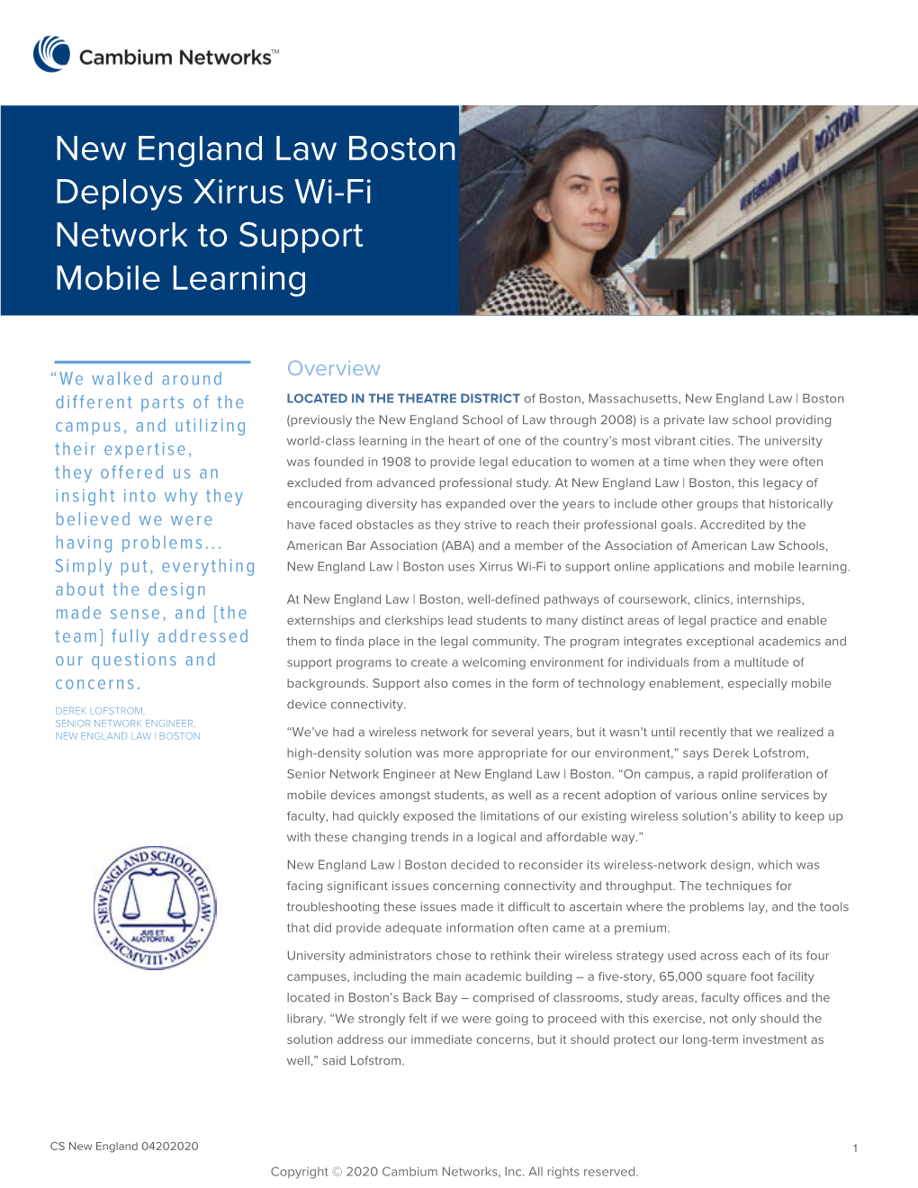 New England Law Boston Deploys Xirrus Wi-Fi Network to Support Mobile Learning