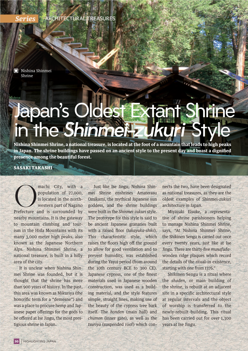 Japan's Oldest Extant Shrine in the Shinmei-Zukuri Style