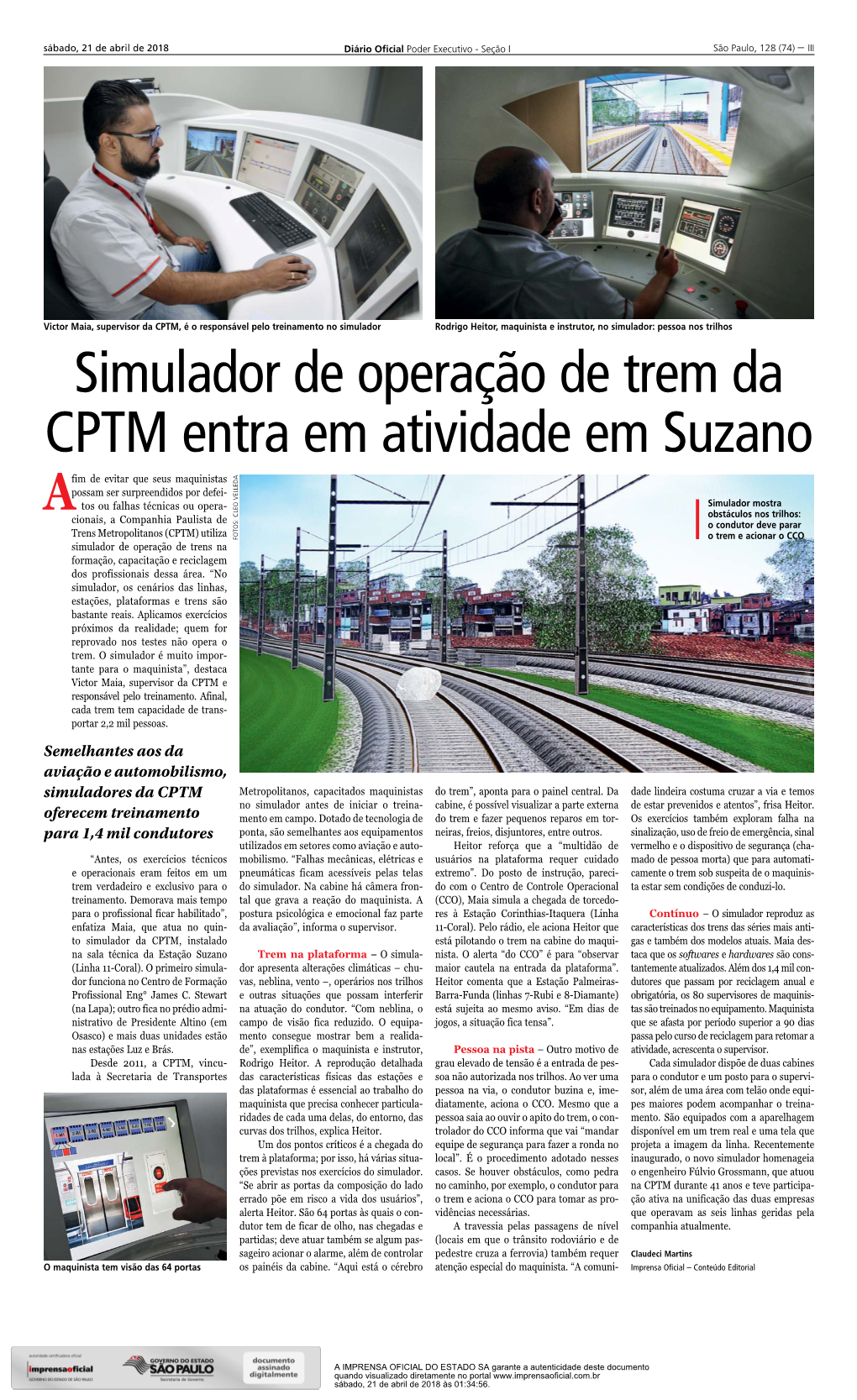 Simulador De Operação De Trem Da CPTM Entra Em Atividade Em Suzano