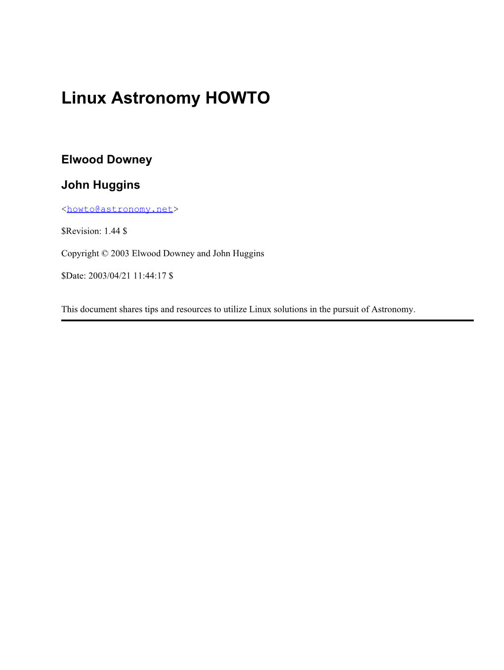 Linux Astronomy HOWTO