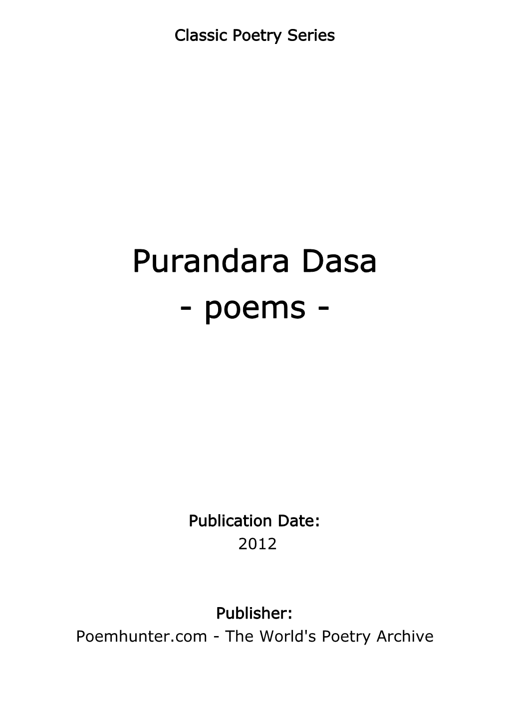 Purandara Dasa - Poems