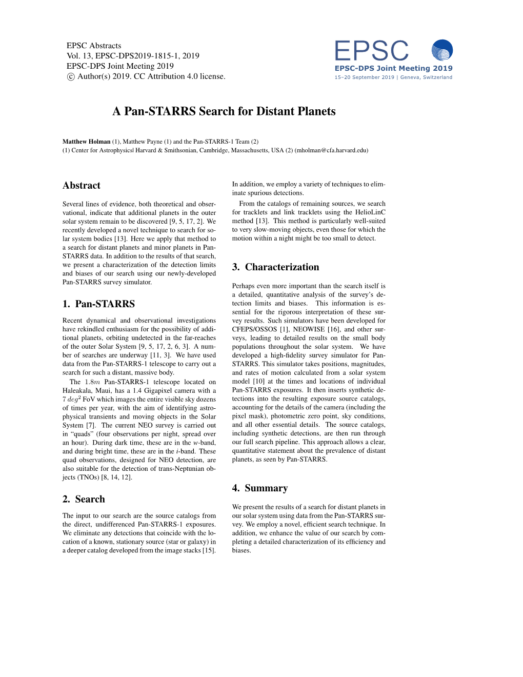 A Pan-STARRS Search for Distant Planets