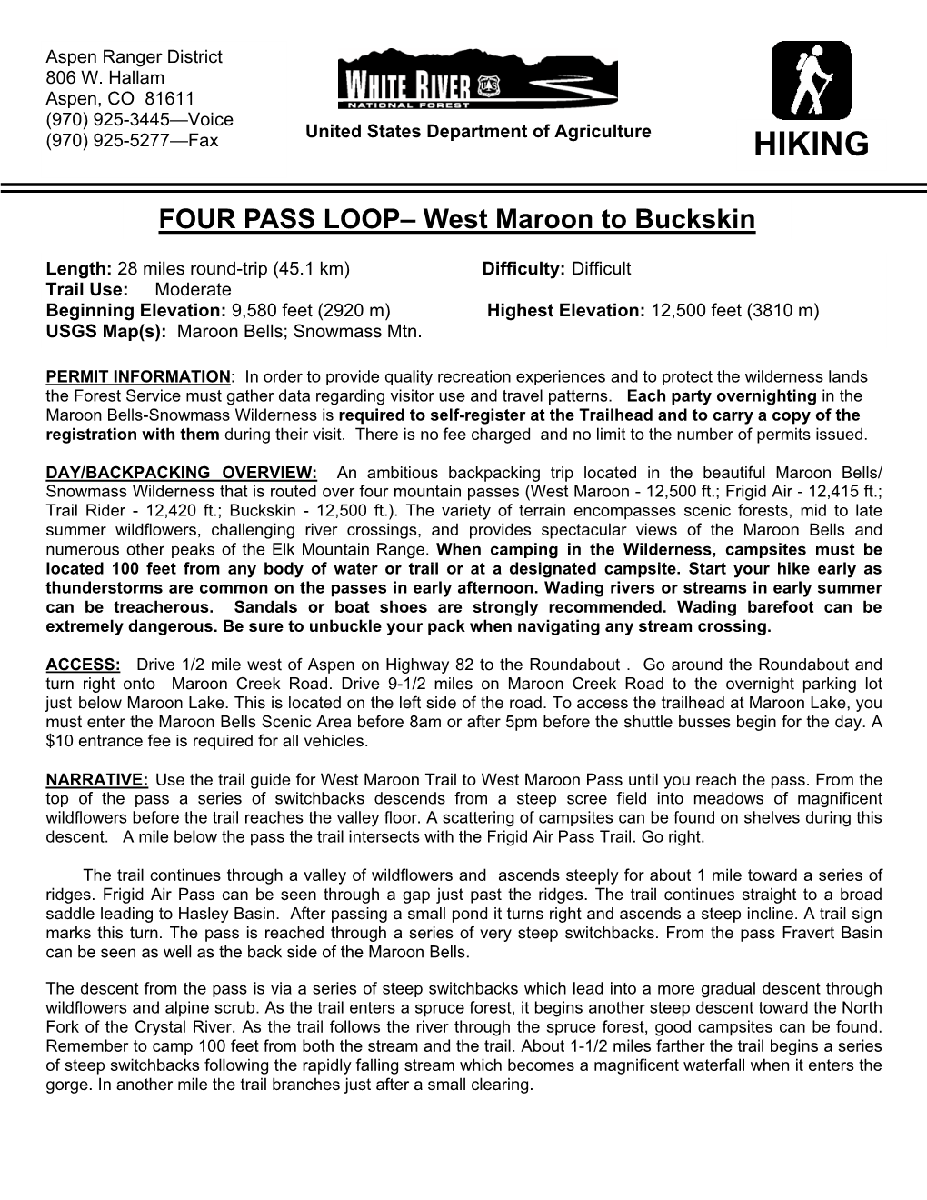 FOUR PASS LOOP– West Maroon to Buckskin