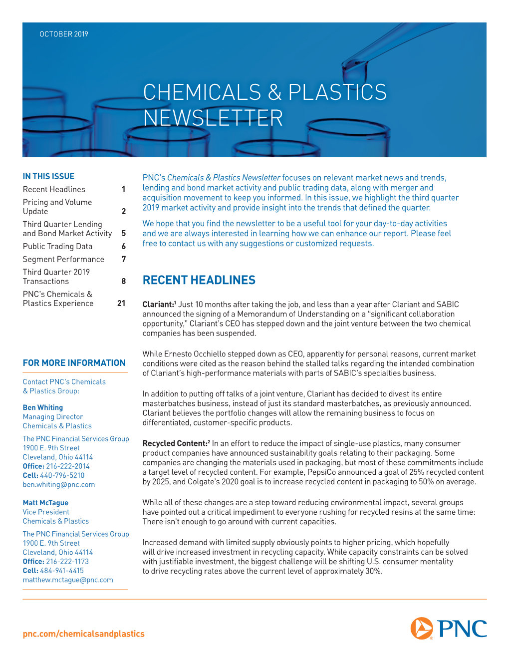 Chemicals & Plastics Newsletter