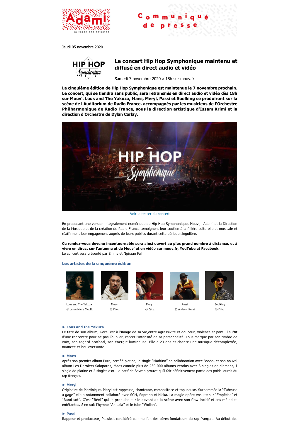 Le Concert Hip Hop Symphonique Maintenu Et Diffusé En Direct Audio Et Vidéo