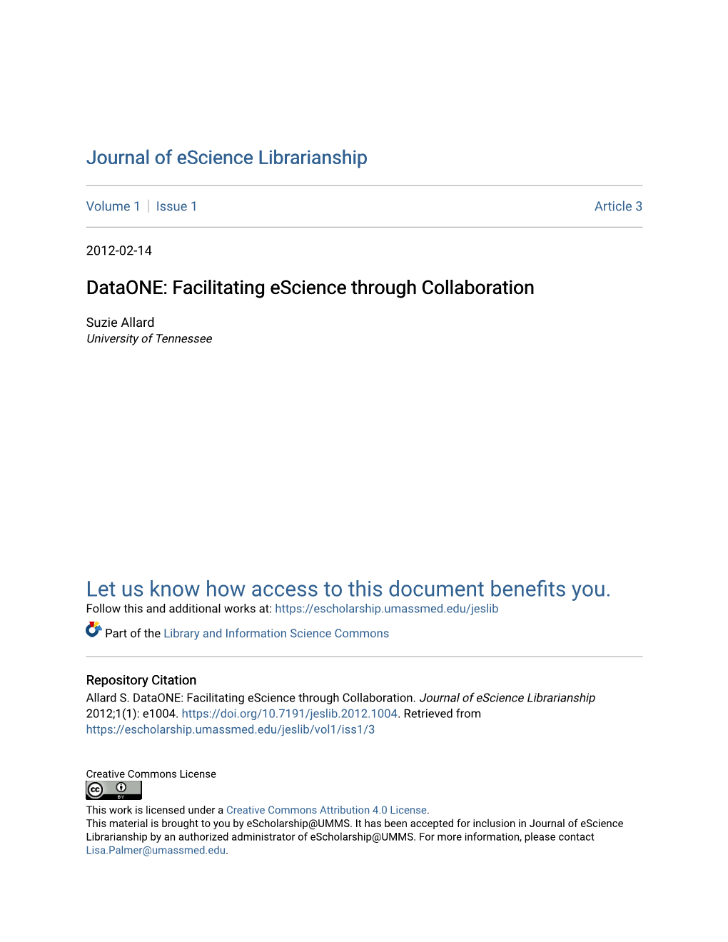 Dataone: Facilitating Escience Through Collaboration