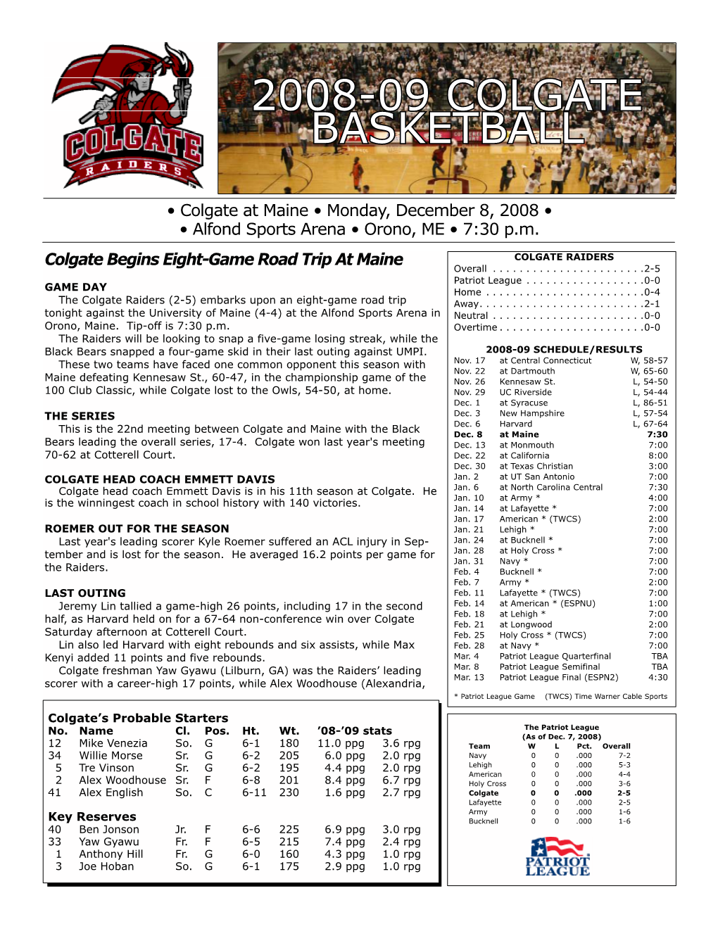 2008-09 Colgate Basketball