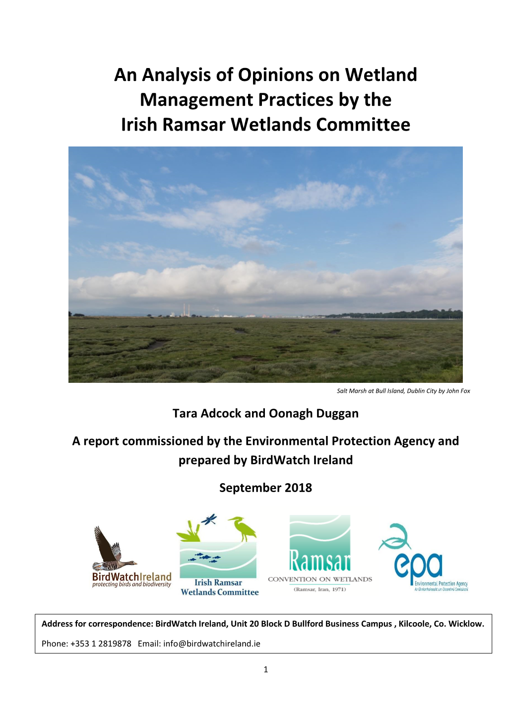 An Analysis of Opinions on Wetland Management Practices by the Irish Ramsar Wetlands Committee