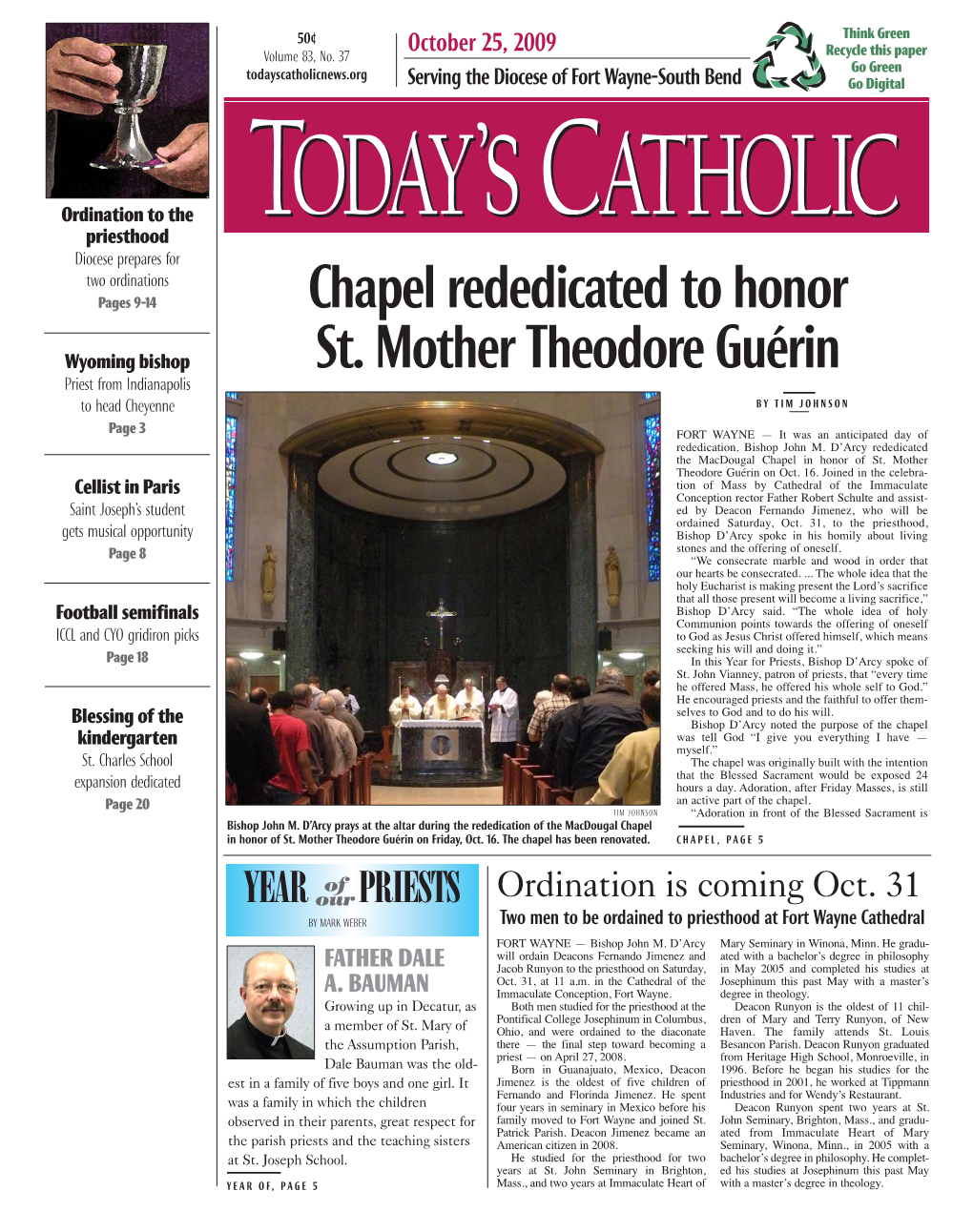 Chapel Rededicated to Honor St. Mother Theodore Guérin